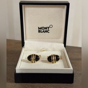 Mont Blanc Solitaire Onyx & Gold-Plated Jewelry - Onyx & Gold-Plated Cufflinks